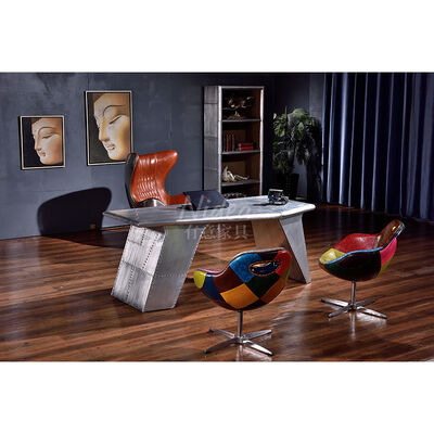 Nidea Vintage Industriële Stijl Gestoorde Afwerking Aluminium Rivets Gepersonaliseerd Duurzaam Rechthoekig Vliegtuig Wing Desk